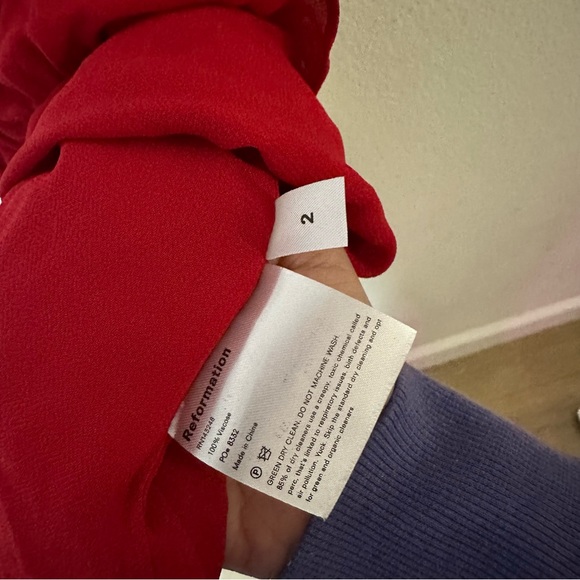 NWOT Reformation Christine Red Chiffon Mini Dress 2 - Picture 14 of 14